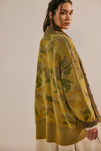 Chamomile Patterned Cardigan Army