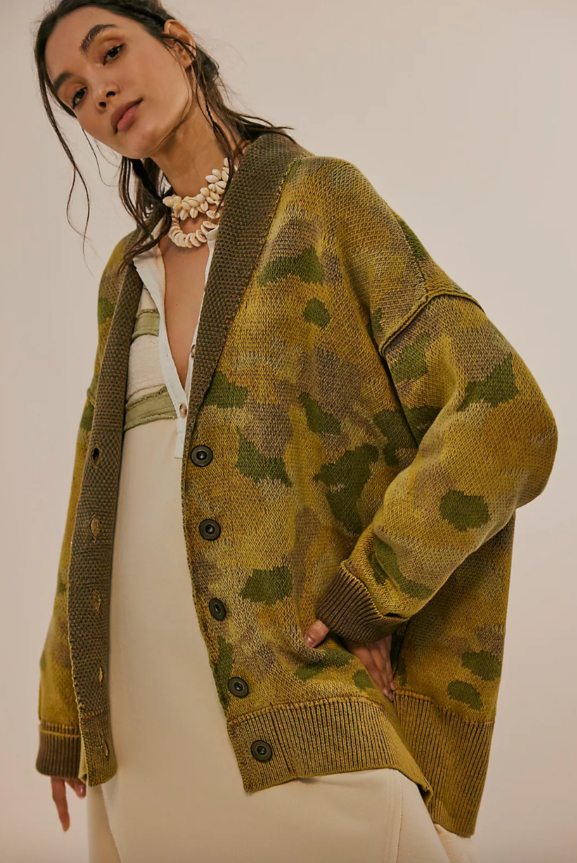 Army print clearance cardigan