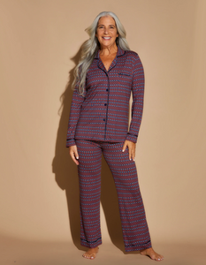 Bella Printed Long Sleeve Pajama Set Sahara
