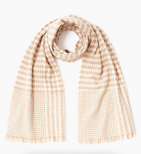 BRH-SC-542 Houndstooth Cashmere Scarf Simply Taupe