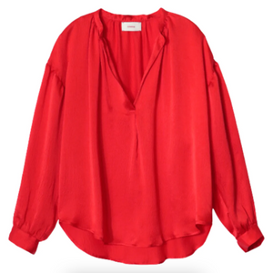 Mason Vneck Silk Blouse Ruby Red