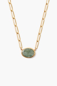 Kyanite Tab Pendant Necklace Green Kyanite