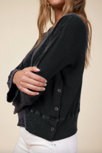 Camden Side Snap Pullover in Black