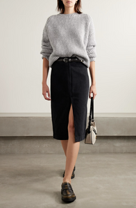 Sydney Ribbed Knit Sweater in Heather Grey