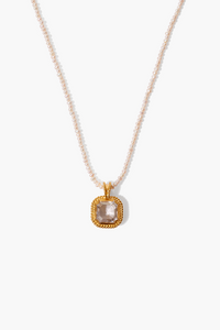 NG-14720 Twisted Bezel Wrap White Pearl & Crystal Necklace
