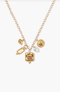 NG-15094 Evil Eye Gold Mix Charm Necklace