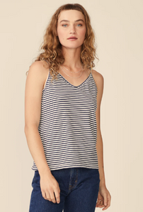 Mini Navy Stripe Vneck Cami