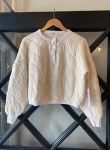 Quilted Oversized Henley Cream