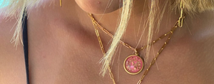 Small Vintage Glass Zodiac Sign Necklace
