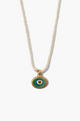 Mya Evil Eye Clay Charm on Pearl Strand Necklace