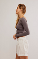 Low Back Seamless Long Sleeve in Dark Gull Grey