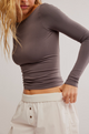 Low Back Seamless Long Sleeve in Dark Gull Grey