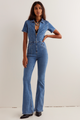 Jayde Flare Jumpsuit in Sunburst Blue