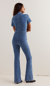 Jayde Flare Jumpsuit in Sunburst Blue