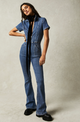 Jayde Flare Jumpsuit in Sunburst Blue