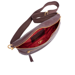 Charles Crossbody Large in Cabernet Pebble Brushed Gold