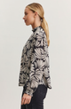 Leonie High Collar Printed Blouse in Black Cream