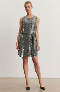 Katherine Sequin Dress in Gunmetal