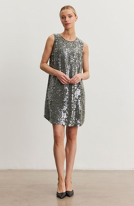 Katherine Sequin Dress in Gunmetal