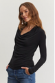 Patty Scoop Neck Long Sleeve in Black