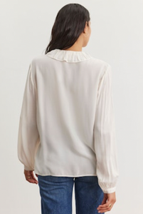 Briya Ruffled Button Down Blouse in Winter