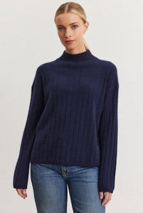 Simone High Neck Sweater in Navy