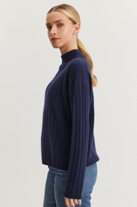 Simone High Neck Sweater in Navy