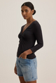 Sett Twist Front Long Sleeve in Black