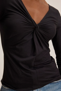 Sett Twist Front Long Sleeve in Black