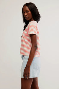 Everyday Stripe Tee in Red Ivory Combo