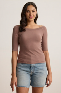 Lucille 3/4 Sleeve Top in Cappucino