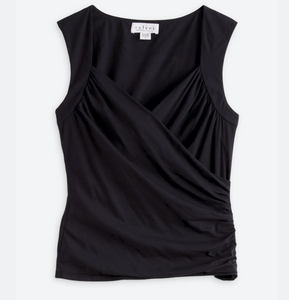 Azura Short Sleeve Wrap Top Black