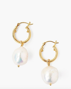 EG-5186 Baroque Pearl Hoop Earrings White