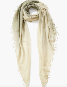 Cashmere and Silk Scarf Sage Dip Dyed