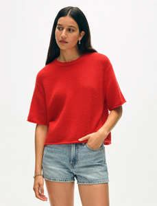 Cashmere Waffle Mesh Tee French Red