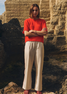 Cashmere Waffle Mesh Tee French Red