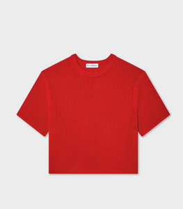 Cashmere Waffle Mesh Tee French Red