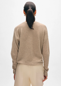 Cashmere Featherweight Vneck Taupe Heather