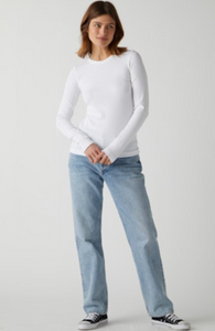 Camino White L/S Crew Top