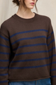 Lucia Espresso Striped Crewneck