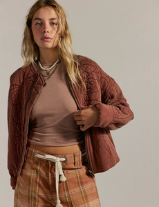 Rose Zip Up Sweatshirt Cinnamon Stick