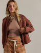 Rose Zip Up Sweatshirt Cinnamon Stick