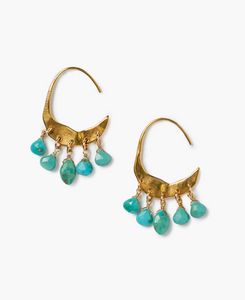 EG-5920 Turquoise Droplet Hoop Earrings