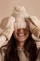Rainbow Hat + Gloves Ivory