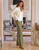 Limerick Wide Leg Utility Pant Olive