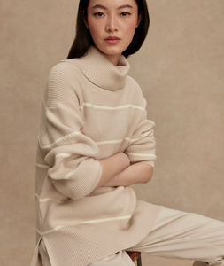 Hamish Stitch Knit Sweater Silver Birch