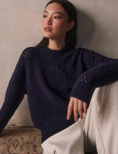 Grady Boucle Knit Sweater Evening Blue