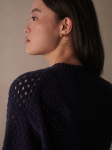 Grady Boucle Knit Sweater Evening Blue