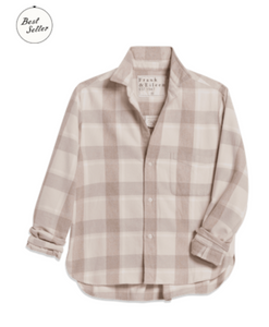 Silvio Button-Up Shirt Large Cream Camel Plaid