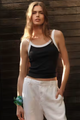 Belle Spaghetti Strap Tank Top Navy White
